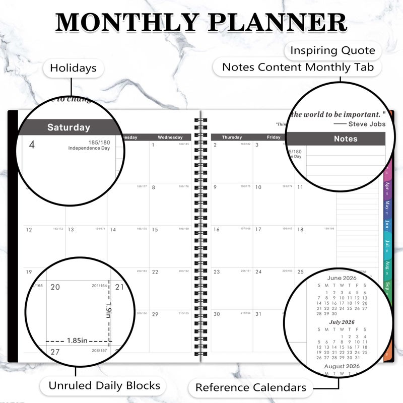Artfan 2026-2029 Monthly Planner - 3 Year Planner 2026-2029, JUL 2026 - JUN 2029, 36 Months Calendar Planner, 9" x 11", 3 Year Monthly Planners 2026-2027 with Colorful Tabs, Pocket, Notes - Black - Image 4