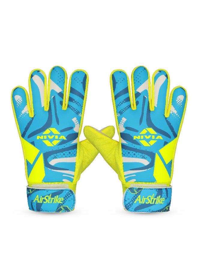 Nivia Air Strike Goalkeeper Gloves for Men & Women, PU Latex Gloves, Football Hand Gloves, (Black/Green) X-Large - Image 1