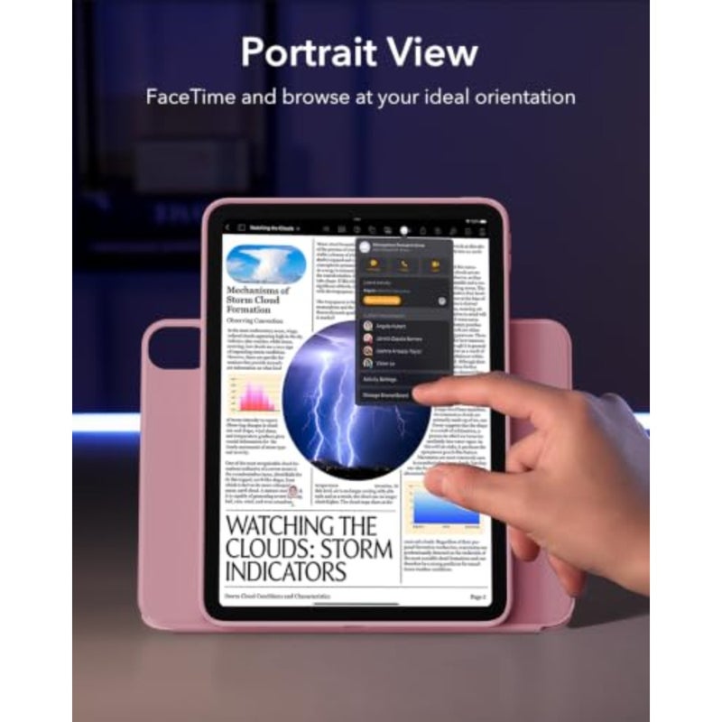 For iPad Air 11-inch 2025/2024/2022/2020,detachable magnetic cover with stand function, 9 adjustable angles for portrait and landscape viewing, raised screen protection, soft silicone material, pink color - Image 5