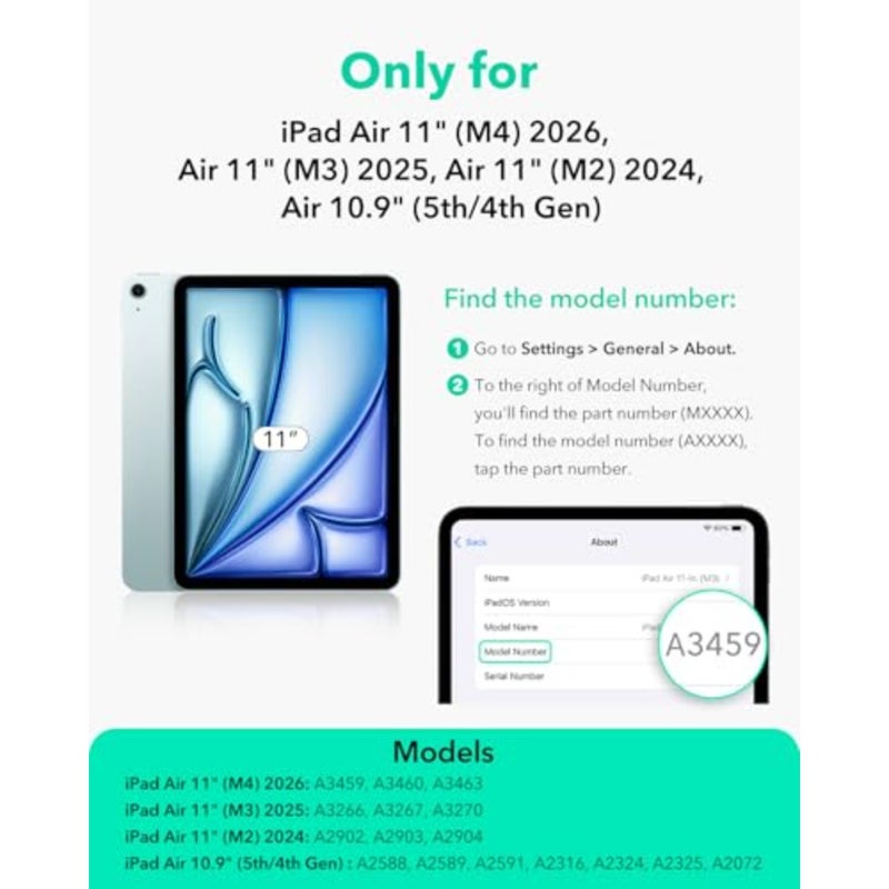 For iPad Air 11-inch 2025/2024/2022/2020,detachable magnetic cover with stand function, 9 adjustable angles for portrait and landscape viewing, raised screen protection, soft silicone material, pink color - Image 2