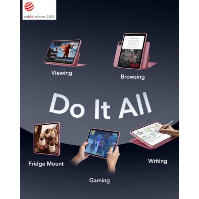 For iPad Air 11-inch 2025/2024/2022/2020,detachable magnetic cover with stand function, 9 adjustable angles for portrait and landscape viewing, raised screen protection, soft silicone material, pink color - Image 3