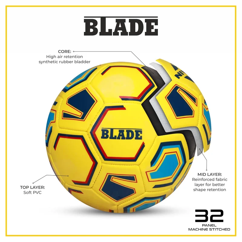 نيفيا Nivia Blade Machine Stitched Football - 32 Panels PVC Soccer Ball for Training and Recreational Use