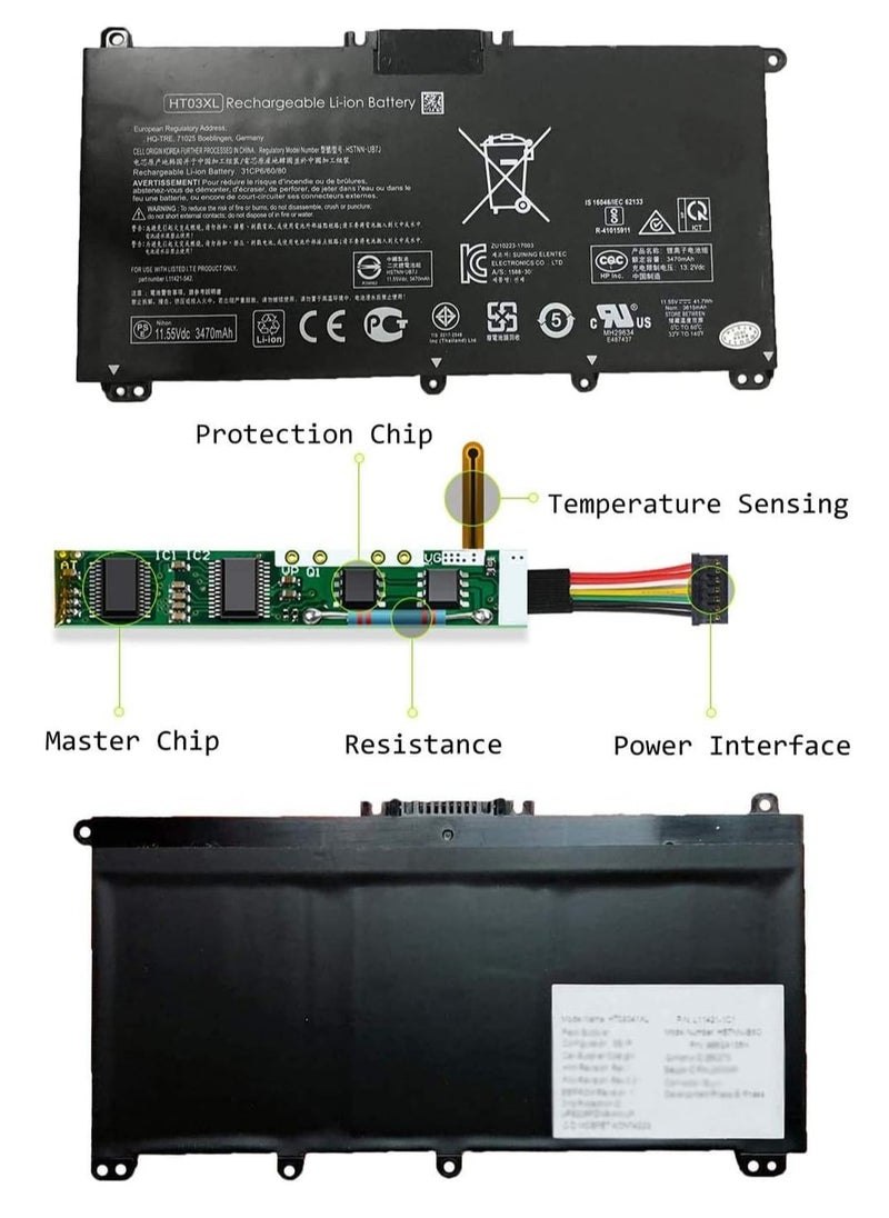 Generic - HT03XL HT03041XL Battery L11119-855 for HP Pavilion 15-CS 15-CW 15-DA 15-DB 15-DQ 15-DW 14-CE 14-CF 14-CK 14-DH 14-DK 14-DQ 17-CA 17-by HSTNN-UB7 J HSTNN-DB8R HSTNN-DB8S L11421-2C2 L11421-542 - Image 1