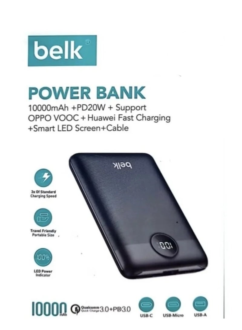 Belk بنك طاقة محمول BL-507 بسعة 10000 مللي أمبير من بيلك مع شحن سريع كوالكوم، متوافق مع USB وType-C - Image 1