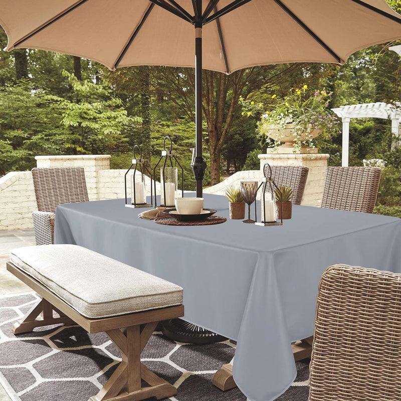LUSHVIDA Rectangle Outdoor Tablecloth with Umbrella Hole and Zipper, 52x70 Inch Silver, Washable Waterproof Table Cloth Spill Proof Wrinkle Free Table Cover for Patio Spring Summer Picnic BBQS - Image 2