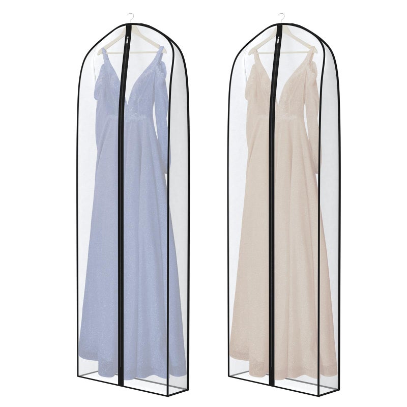 Zilink Breathable Dress Bags for Gowns Long 72â€ Wedding Dress Storage Bags Silky Dress Bags for Closet Storage with 7" Gussted Wrinkle Free for Long Evening Dresses Puffy Dress Storage, Set of 2 - Image 1