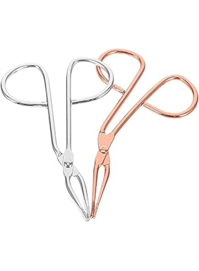 Stainless Steel Slant Tip Tweezers 2pcs Scissor Handle Lash Applicator Beauty Tool - Image 1