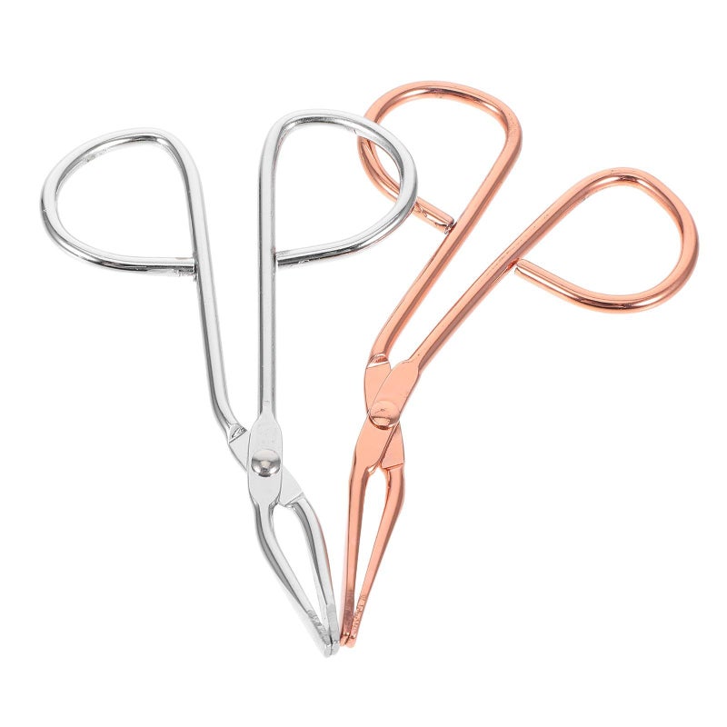 Stainless Steel Slant Tip Tweezers 2pcs Scissor Handle Lash Applicator Beauty Tool - Image 2
