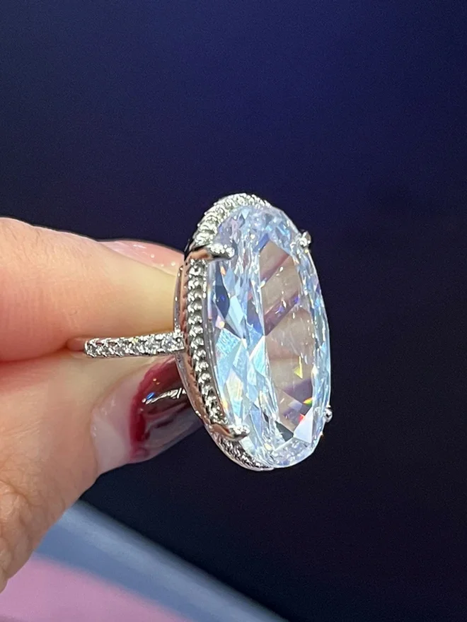 Styli Embellished Oval Cut Ring