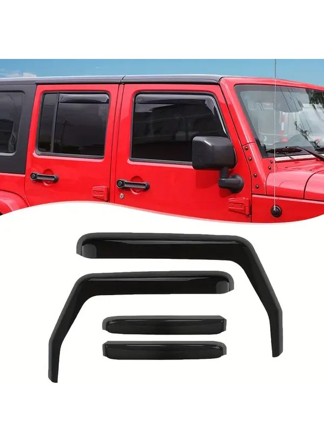 Heavy Duty Black Windshield Sun Shield Rain Guard Wind Deflector For Jeep JK 2007 2018 No Drill Installation Improved Visibility Aerodynamics Easy Adhesive Mounting Off Road Protection Accessory Seamless Fit - Image 1