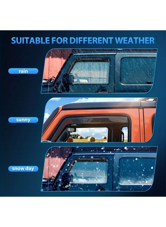 Heavy Duty Black Windshield Sun Shield Rain Guard Wind Deflector For Jeep JK 2007 2018 No Drill Installation Improved Visibility Aerodynamics Easy Adhesive Mounting Off Road Protection Accessory Seamless Fit - Image 4