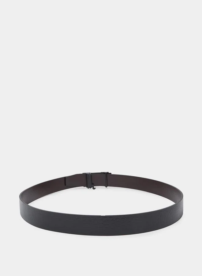Styli  Men Black Croc-Embossed H-Metal Buckle Belt for Men | Best Price UAE