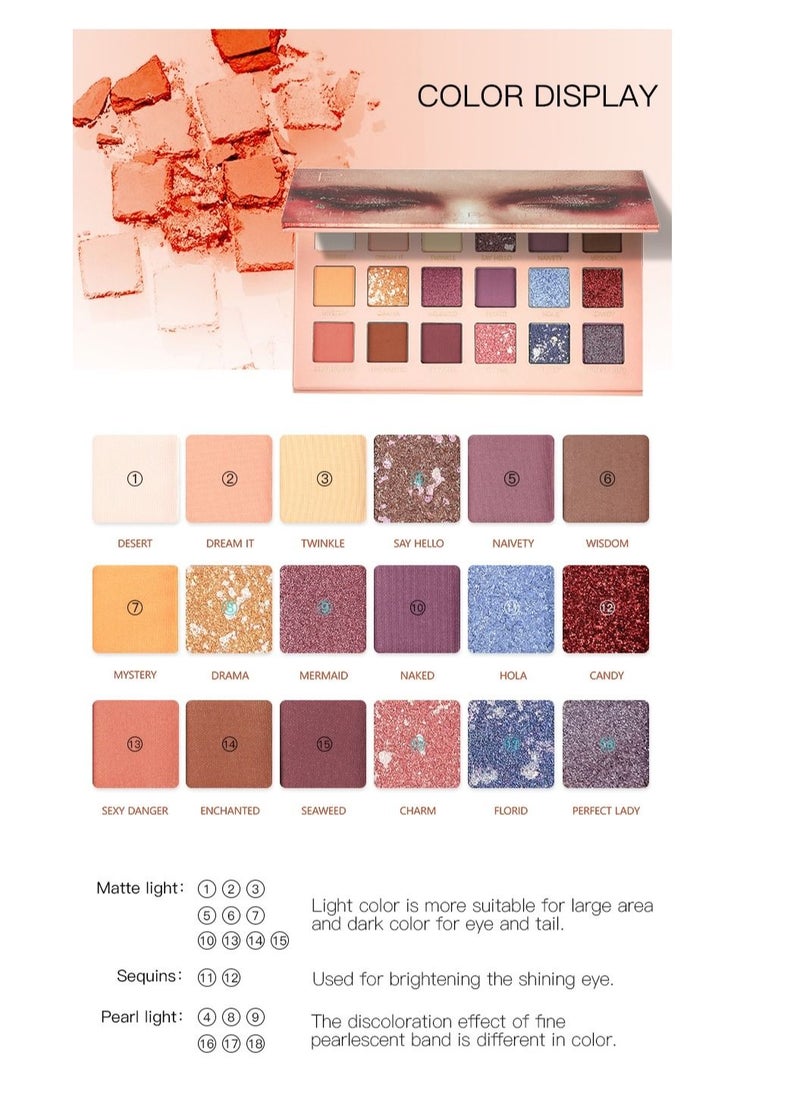 pudaier - 18 Colors Nude Eyeshadow Palette Long Lasting Multi Reflective Shimmer Matte Glitter Pressed Pearls Eye Shadow Makeup Pallet - Image 1