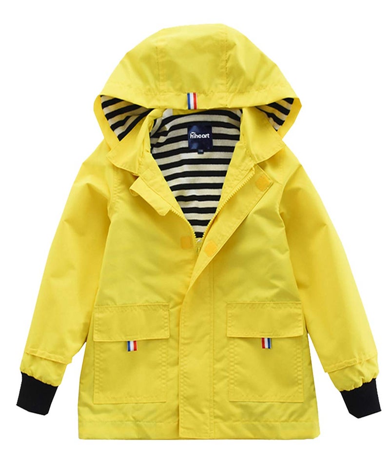Hiheart Boys&Girls Waterproof Hooded Jackets Cotton Lined Rain Jackets (3T, Yellow) - Image 1