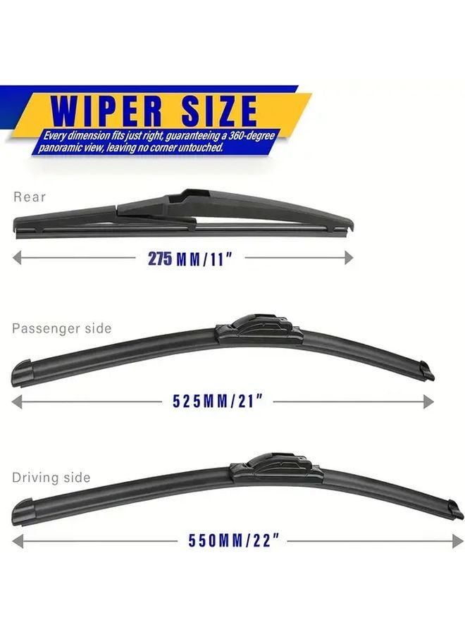 جيب جراند شيروكي 2014-2021 مجموعة مساحات الزجاج الأمامي 22-21-11 بوصة - Image 3