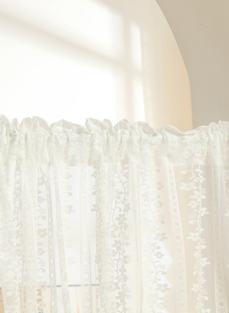 Lace Kitchen Curtain 40 cm Length 1 Panel White Kitchen Window Curtain over Sink Short Curtains for Small Window Sheer for Bathroom Windows Cabinet Laundry Room Decor - Image 4