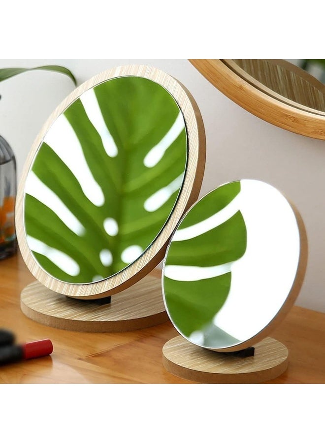 ديكور هيلز مرآة مكياج - مرآة زينة خشبية قابلة للطي لسطح المكتب للنساء - انعكاس عالي الدقة 1:1 بزاوية قابلة للتعديل من 0 إلى 90 درجة - مرآة تجميل محمولة لغرفة النوم أو السكن الجامعي أو السفر - هدية مثالية للنساء - Image 2