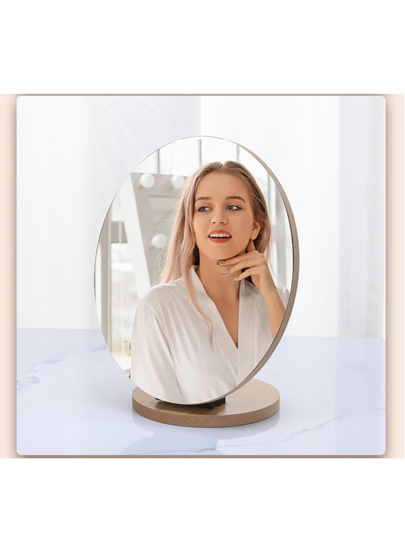 ديكور هيلز مرآة مكياج - مرآة زينة خشبية قابلة للطي لسطح المكتب للنساء - انعكاس عالي الدقة 1:1 بزاوية قابلة للتعديل من 0 إلى 90 درجة - مرآة تجميل محمولة لغرفة النوم أو السكن الجامعي أو السفر - هدية مثالية للنساء - Image 3