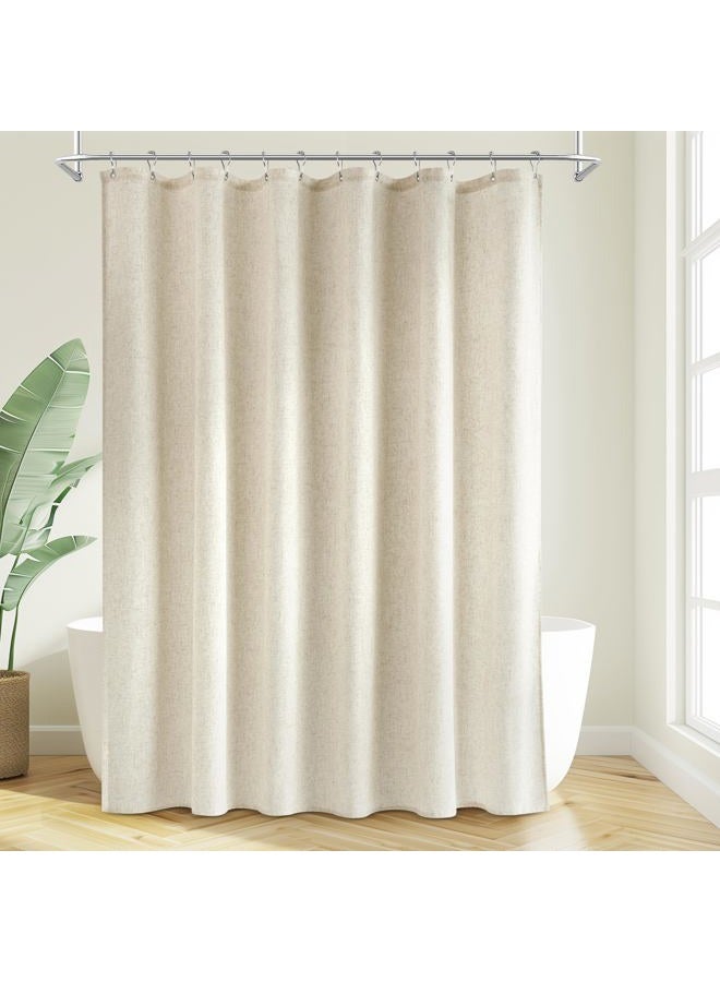 Jowels Natural Linen Shower Curtain with 12 Metal Hooks Modern Boho Neutral Thick Cloth Waterproof Bath Decor Beige Shower Curtain for Bathroom Hotel Bathtub, Cream, 72 Inch - Image 1