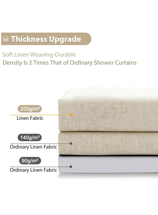Jowels Natural Linen Shower Curtain with 12 Metal Hooks Modern Boho Neutral Thick Cloth Waterproof Bath Decor Beige Shower Curtain for Bathroom Hotel Bathtub, Cream, 72 Inch - Image 4