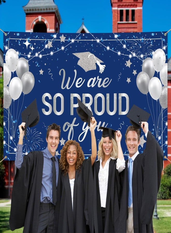DAZONGE Graduation Decorations - Graduation Backdrop Banner - 78" x 45" We are SO Proud of You Photo Booth Background Decor Sign for Graduation Party Decorations Party Favors(Blue) - Image 4