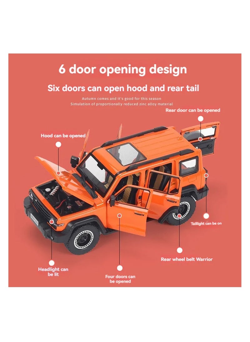 توي لاند نموذج سيارة رياضية متعددة الاستخدامات مصبوب بمقياس 1:24 مع أضواء وأصوات وخاصية السحب للخلف - فتح الأبواب وغطاء المحرك - Image 3