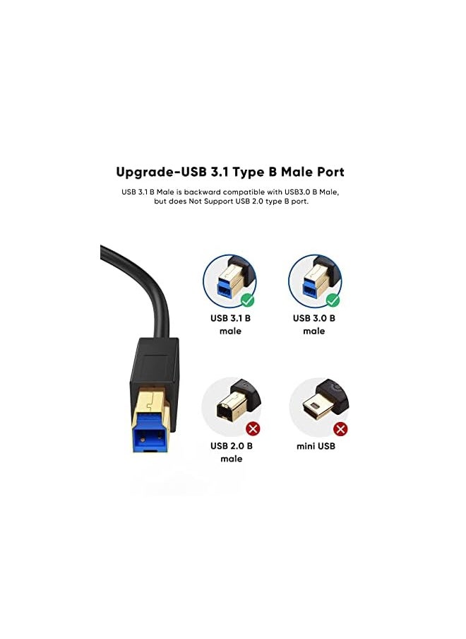 Usb 3.1 C To Usb B Cable 4Ft Usb Printer Cable Usb B To C 10Gbps For Thunderbolt 3 Host Macbook Pro Air Usb B Printer External Hard Drive Docking Station Scanner 1.2M Black