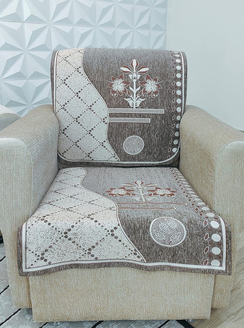 KREEVA New Lazer 6 Piece 5 Seater Sofa slipcover and Chair Set 311 Abstract Beige - Image 2