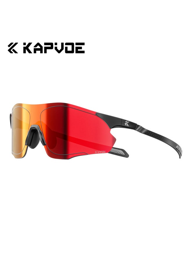 KAPVOE Carbon Fiber Film Photochromic Running Glasses Marathon Cross-country Running Outdoor Cycling Windproof UV - Image 1