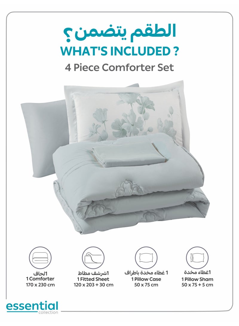 Donetella Bedding Comforter Set, Single Size Fits 120x200 cm - 4-Pcs Digital Print Quilted Bed Set, Microfiber Fabric - 1 Comforter, 1 Fitted Sheet, 1 Pillowcase And  1 Pillow Sham - Image 3