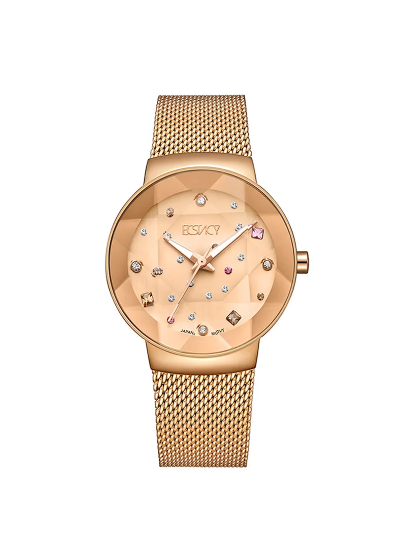 ECSTACY Women's Analog Round Shape Stainless Steel Wrist Watch E23504-RMKK - 33 Mm