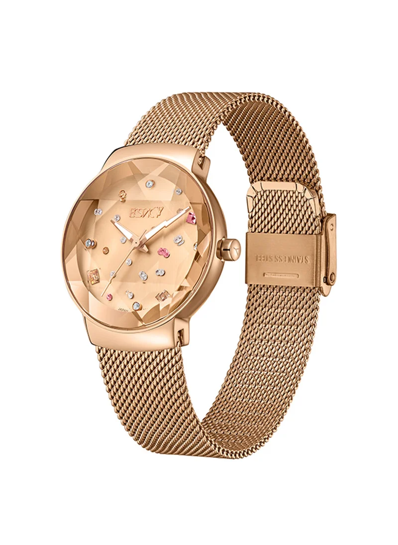 ECSTACY Women's Analog Round Shape Stainless Steel Wrist Watch E23504-RMKK - 33 Mm