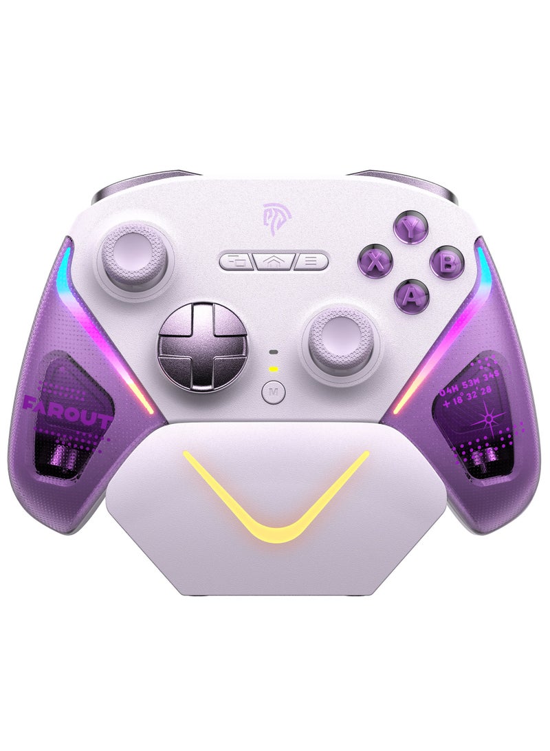 general Professional Gamepad EasySMX D10 Wireless Gaming Controller for PC/Steam/iPhone/Android/Switch with TMR Joysticks Dual-Mode Triggers Mechanical Keys 1000Hz Polling, RGB Lights 1000mAh Battery with Intelligent Charging Dock - Image 1