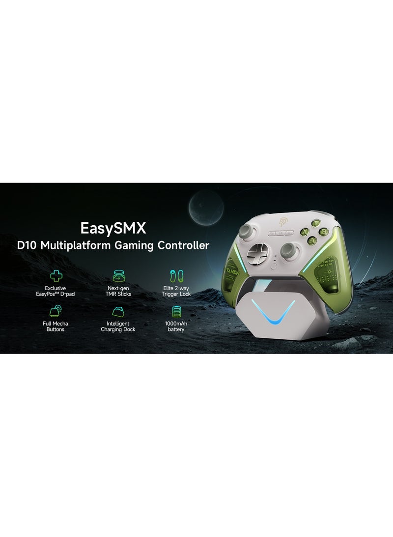 general Professional Gamepad EasySMX D10 Wireless Gaming Controller for PC/Steam/iPhone/Android/Switch with TMR Joysticks Dual-Mode Triggers Mechanical Keys 1000Hz Polling, RGB Lights 1000mAh Battery with Intelligent Charging Dock - Image 3