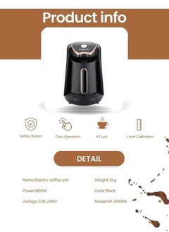 sokany Turkish Coffee Maker,4 Cups 250ml 600W Electric Coffee Pot,Coffee Making Machine  - Image 4