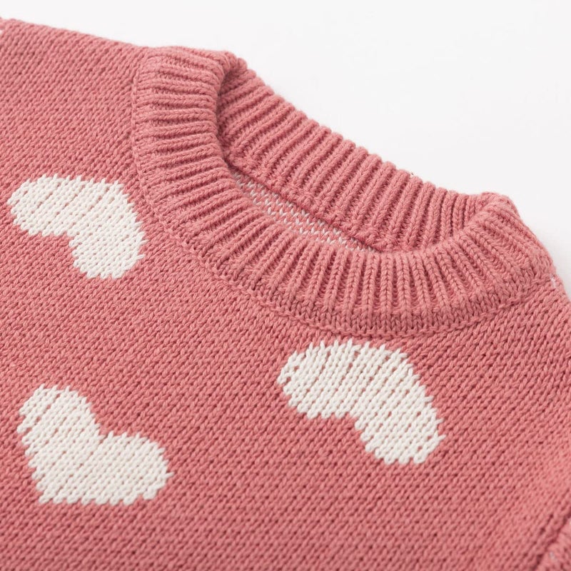 Simplee kids Baby Girls' Valentine's Sweater Pink Pullover Coat Cotton Sweater Patterns to Knit Heart for Autumn Fall and Winter 6-12 Months - Image 5
