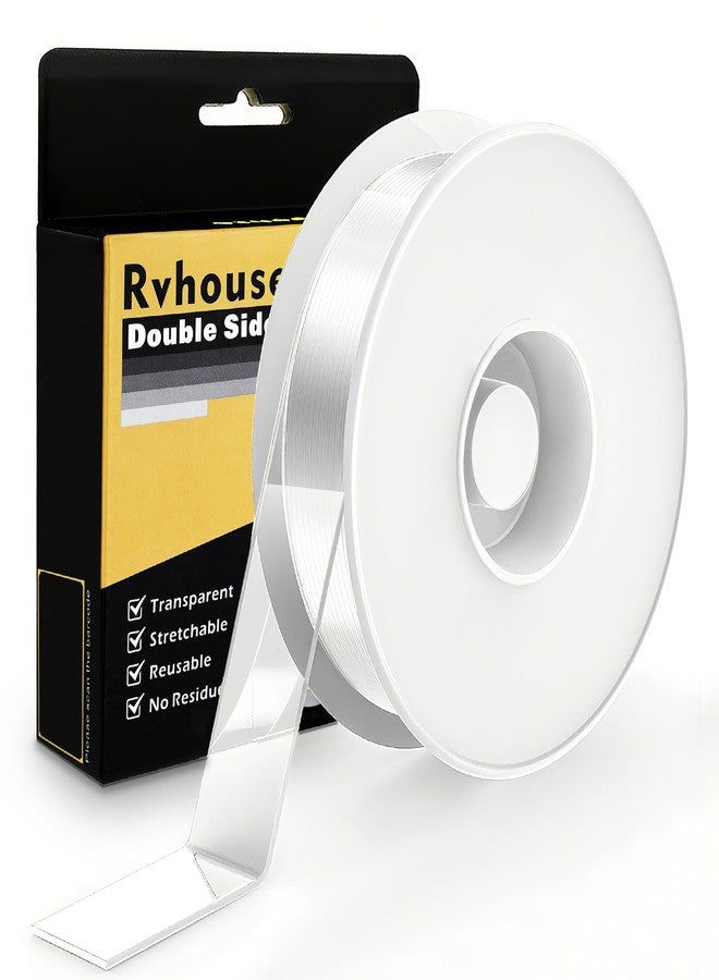 شريط لاصق مزدوج الجوانب شديد التحمل من Rvhouse، 1.18 × 80 بوصة، شفاف، عبوة واحدة - Image 1