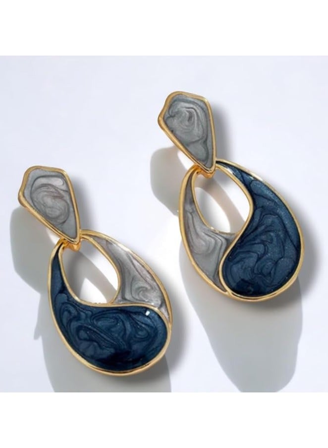 بونكا أقراط بونكا الأنيقة للفتيات والنساء تستحقها كل امرأة حلق أنيق لونين بيضاوي - Image 2