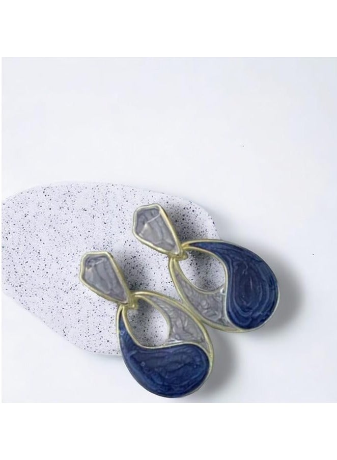 بونكا أقراط بونكا الأنيقة للفتيات والنساء تستحقها كل امرأة حلق أنيق لونين بيضاوي - Image 3