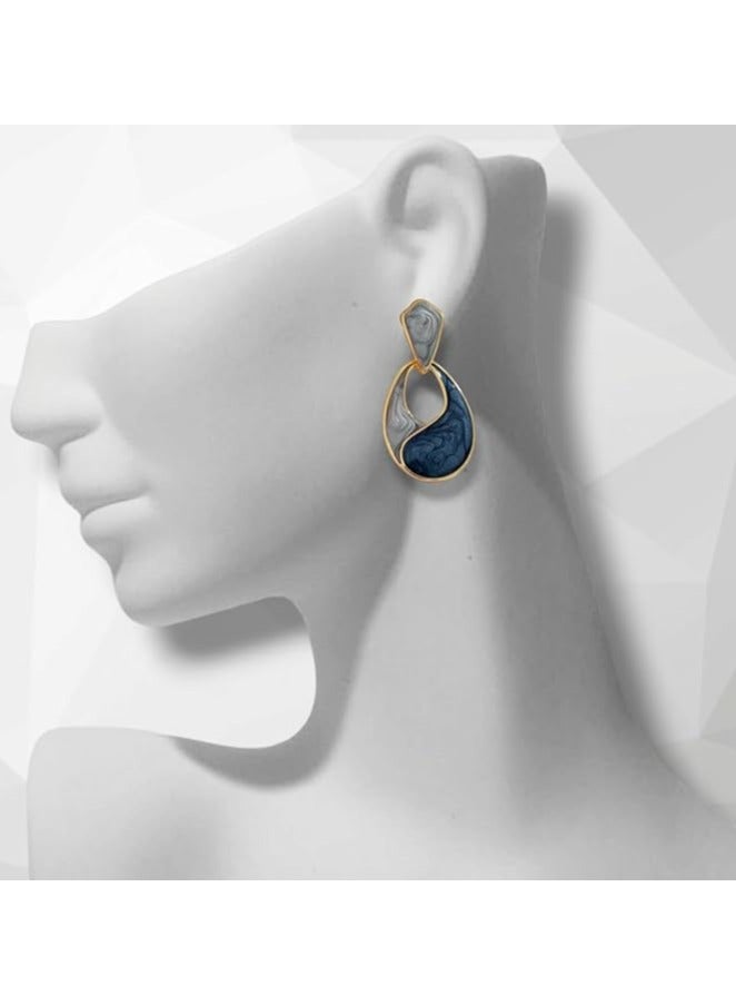 بونكا أقراط بونكا الأنيقة للفتيات والنساء تستحقها كل امرأة حلق أنيق لونين بيضاوي - Image 4