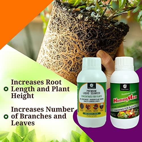 OrganicDews Liquid Seaweed Fertilizer & Humic Acid Fertilizer - 250 ml Combo Based Bio Stimulant for Plants Measuring Cup 25 ml - Plant Growth Enhancer, Soil Conditioner for Indoor & Outdoor - Image 4