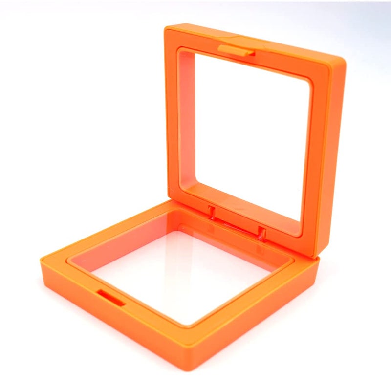Tiardey 10PCS 3D Floating Frame Display Holder Stands PE Film Transparent Jewelry Storage Box Anti Tarnish Coin Holder  Orange