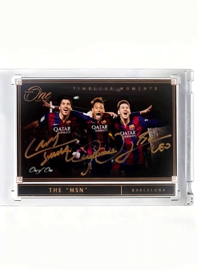 Panini Messi,Suarez,Neymar,The Barcelona Trio Football Signature Card Autographed Trading Card Refractor Collector’s Edition Sports Memorabilia for Fans and Collectors - Image 1