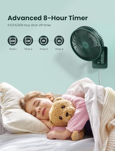 Comoistar Wall Mounted Oscillating Fan with Remote and Timer,8.5 Inch Small RV Fan with 4 Speeds, 90° Oscillation, 120° Adjustable Tilt, 5.92 feet Wire, Quiet Corner Fans for Bedroom, Indoor Bathroom - Image 5