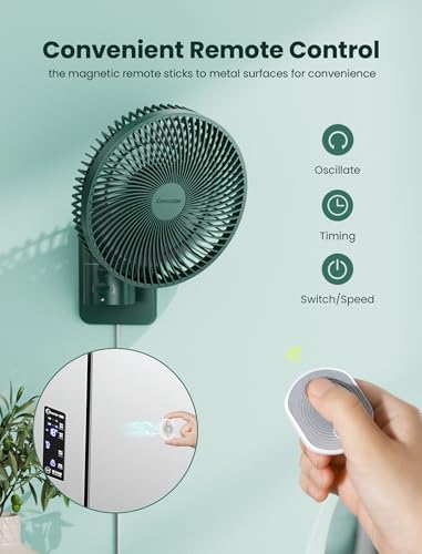 Comoistar Wall Mounted Oscillating Fan with Remote and Timer,8.5 Inch Small RV Fan with 4 Speeds, 90° Oscillation, 120° Adjustable Tilt, 5.92 feet Wire, Quiet Corner Fans for Bedroom, Indoor Bathroom - Image 3