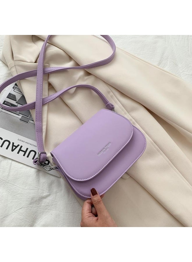 Yogodlns Yogodlns Trendy Saddle Shoulder Bag Women PU Leather Crossbody Purse Simple Solid Color Flap Handbags Pouch