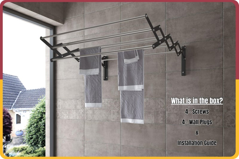 Amiraj Multi Rod Heavy Duty Rust-Free Stainless Steel Foldable Wall Mounted/Mounting Clothes Drying Stand for Balcony | Zigzag Cloth Dryer Racks for Bathroom/Balcony/Indoor/Outdoor (2 Feet, 9 Rod) - Image 2