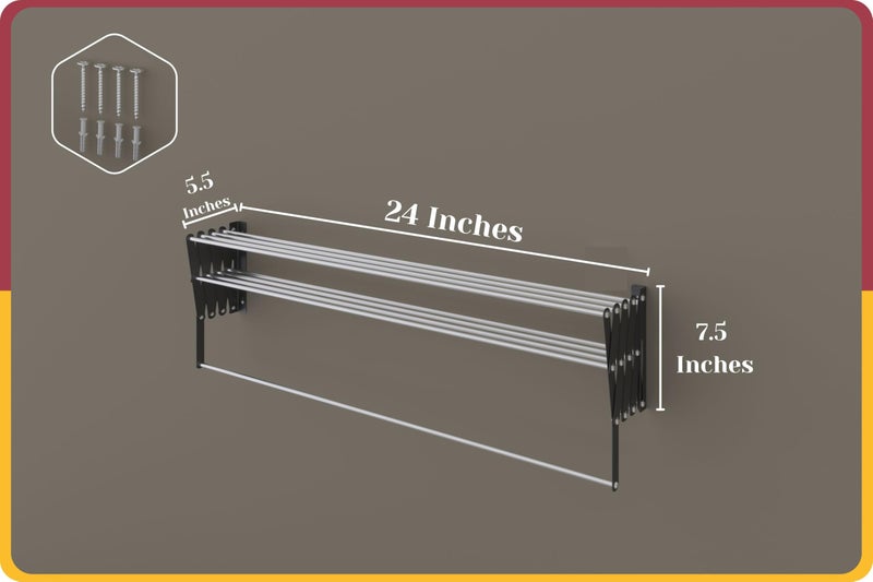 Amiraj Multi Rod Heavy Duty Rust-Free Stainless Steel Foldable Wall Mounted/Mounting Clothes Drying Stand for Balcony | Zigzag Cloth Dryer Racks for Bathroom/Balcony/Indoor/Outdoor (2 Feet, 9 Rod) - Image 3