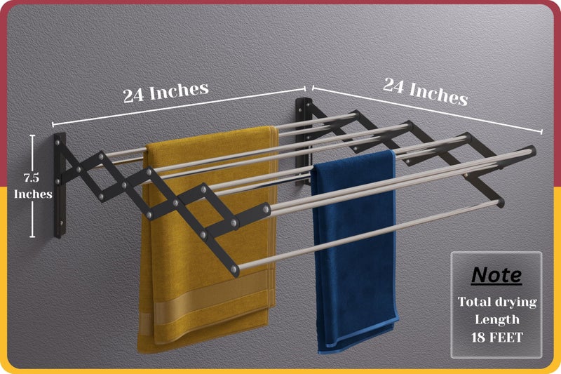 Amiraj Multi Rod Heavy Duty Rust-Free Stainless Steel Foldable Wall Mounted/Mounting Clothes Drying Stand for Balcony | Zigzag Cloth Dryer Racks for Bathroom/Balcony/Indoor/Outdoor (2 Feet, 9 Rod) - Image 4
