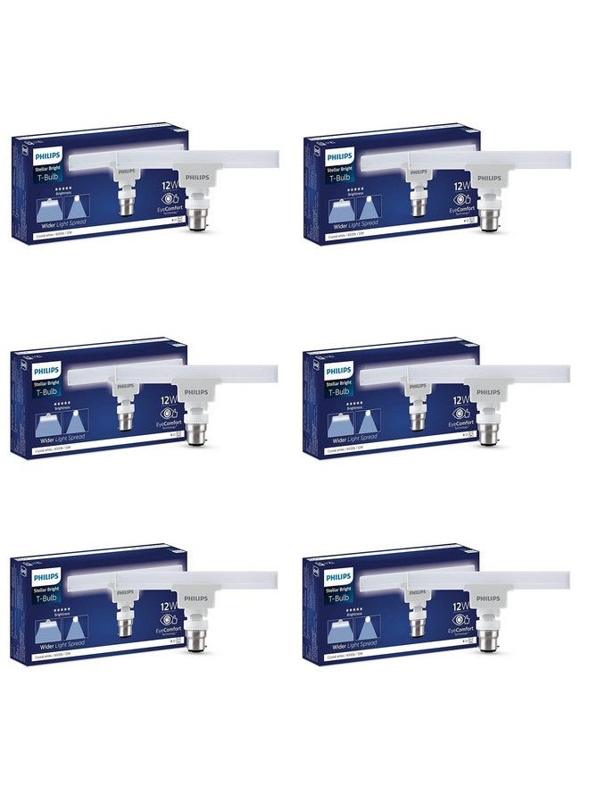 Philips Stellar Bright 12W B22 LED T-Bulb,1080lm,Cool Day Light, Pack of 6